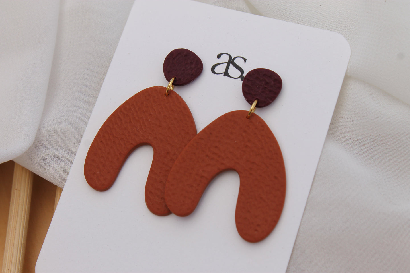 burgundy & terracotta clay earrings
