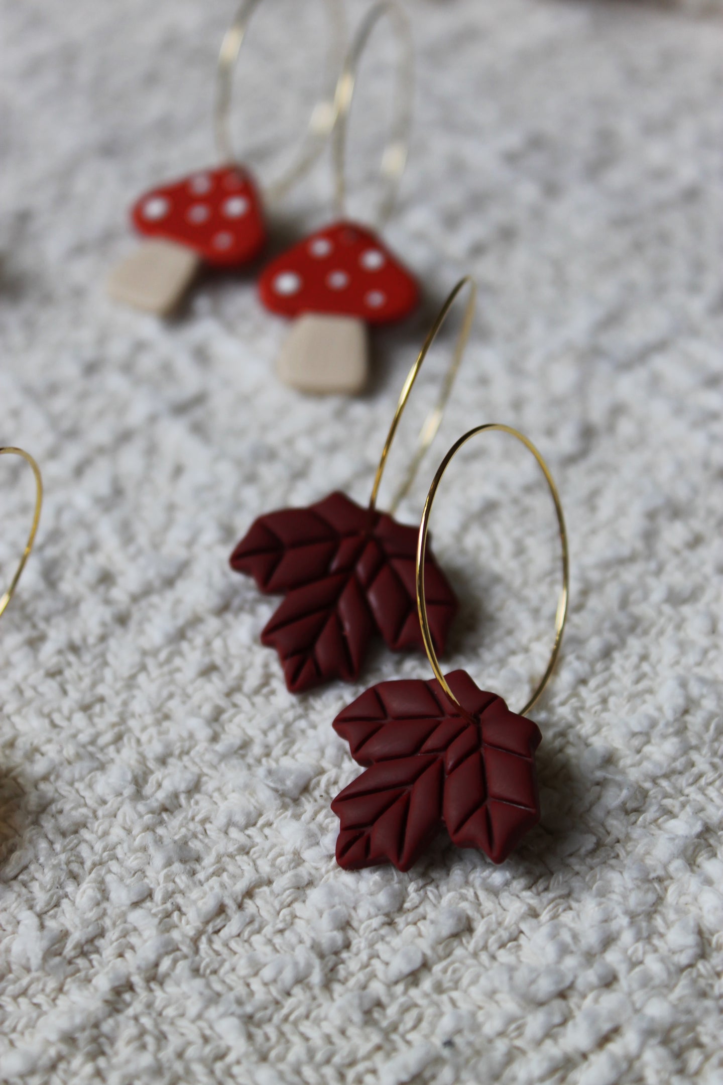 maple leaf hoop earrings