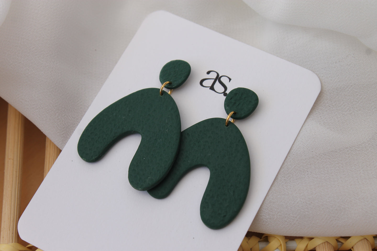 pine green clay earrings